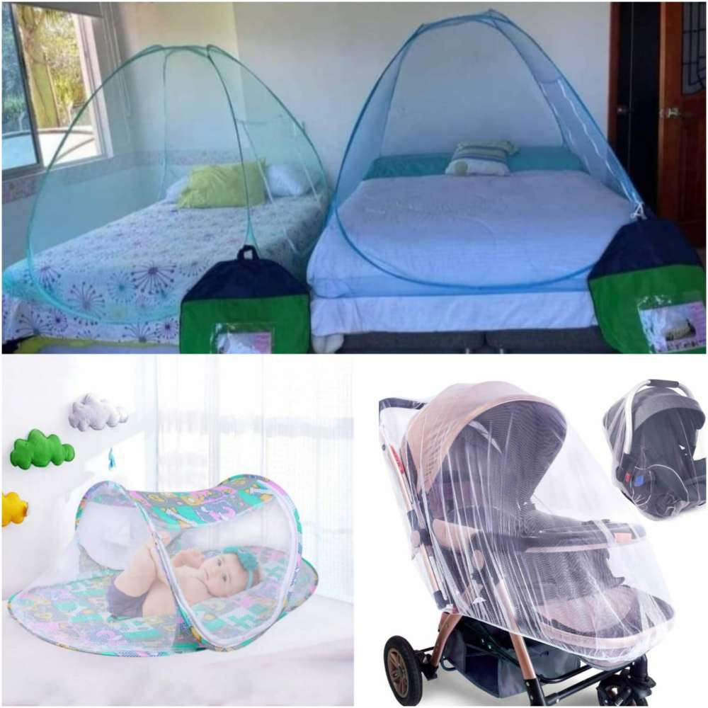 Se ofrecen en las tiendas mosquitero para camas,portátiles para bebés y carritos. Redes.